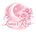 Logo of Lunar Rose with a pink crescent moon and roses on a transparent background